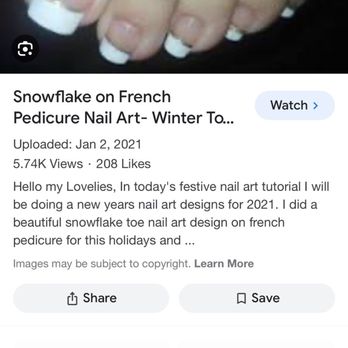 Luxury Nails - Reference photo. I wanted this design. A snowflake with glitter. - Nail Salons Near Me - Herkimer, New York