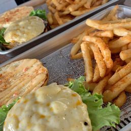 Single cheeseburger and fries Single cheeseburger and fries