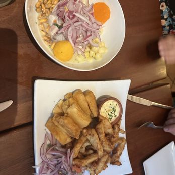 La Canela - Chicharrón de calamares and the ceviche mixto - Peruvian Near Me - Rockville, Maryland La Canela - Chicharrón de calamares and the ceviche mixto - Peruvian Near Me - Rockville, Maryland