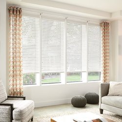 Jake's Carpet - Faux wood blinds in white