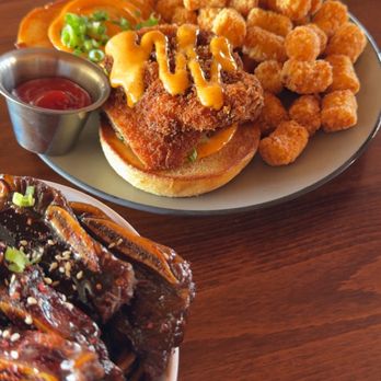 Sunset 89 - Chicken Katsu Sandwich w/ tater tots; Follow me @RimyEats on Instagram - Asian Fusion Near Me - Page, Arizona