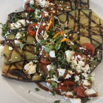 Sweet Maple - No, not the million $ bacon ... eggplant with feta, tomato and a drizzle of balsamic. My favorite dish. - Breakfast & Brunch Near Me - Cupertino, California