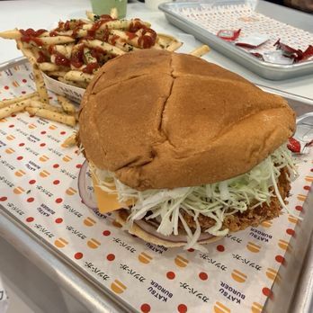 Katsu Burger - Tokyo Classic with cheese added Fries with umami seasoning and we added ketchup - Burgers Near Me - Santa Clara, California Katsu Burger - Tokyo Classic with cheese added Fries with umami seasoning and we added ketchup - Burgers Near Me - Santa Clara, California