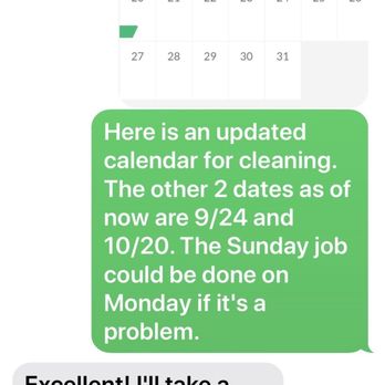 Wendi's Cleaning Service - Confirmed text message agreeing to come on scheduled day. - Home Cleaning Near Me - Amherst, New Hampshire Wendi's Cleaning Service - Confirmed text message agreeing to come on scheduled day. - Home Cleaning Near Me - Amherst, New Hampshire