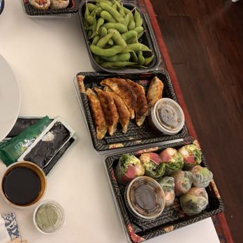 Azuma Sushi & Robata Grill - Edamame, spicy tuna roll, Gyoza, Azuma Spring Roll, Sweet Potato Roll - Sushi Bars Near Me - Houston, Texas Azuma Sushi & Robata Grill - Edamame, spicy tuna roll, Gyoza, Azuma Spring Roll, Sweet Potato Roll - Sushi Bars Near Me - Houston, Texas