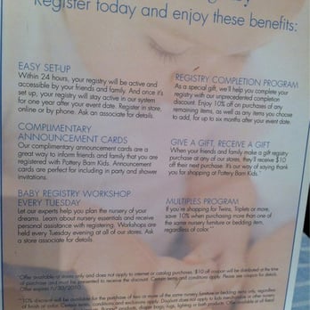 pottery barn kids registry completion discount