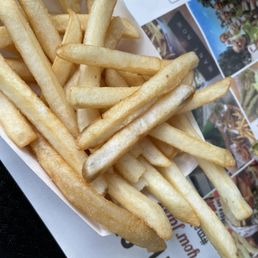Fries that don't look seasoned but were. Fries that don't look seasoned but were.