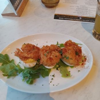 The Breakfast Club - Shrimp Deviled Eggs (medium size shrimp) - Breakfast & Brunch Near Me - Silver Spring, Maryland The Breakfast Club - Shrimp Deviled Eggs (medium size shrimp) - Breakfast & Brunch Near Me - Silver Spring, Maryland
