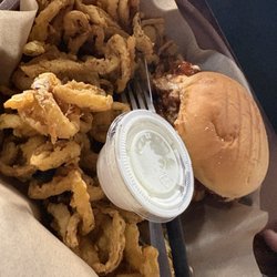 Backwoods Burger Bar - Buffalo Chicken Sandwich with Fried Banana Peppers