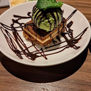 August 8 - Dessert: Tiramisu, matcha ice cream and  chocolate sauce - Japanese Near Me - Toronto, Ontario