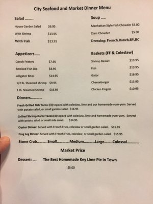 Menu photo 4 City Seafood Everglades City, FL Menu photo 4 City Seafood Everglades City, FL