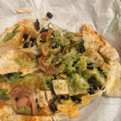 Baja Chicken Wrap, ordered extra chicken but as you can see it only has about 6 small cubes of chicken for the entire wrap.