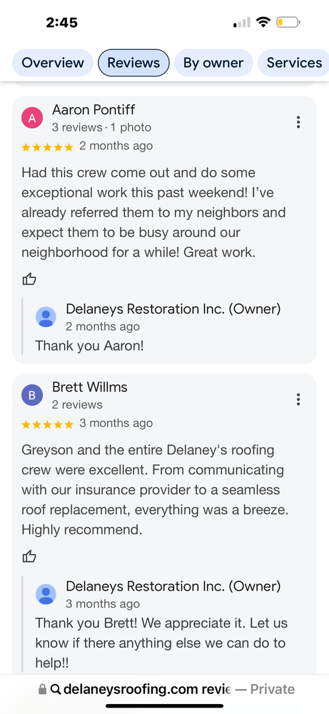 Slide of Delaney's Roofing & Restoration
