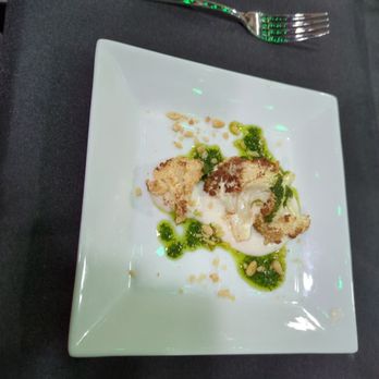 The Meat & Cheese Show - Vegan dinner event- Third course (what's left)- cauliflower w/ 'feta cream,' pesto, & pine nuts - Cheese Shops Near Me - Tulsa, Oklahoma The Meat & Cheese Show - Vegan dinner event- Third course (what's left)- cauliflower w/ 'feta cream,' pesto, & pine nuts - Cheese Shops Near Me - Tulsa, Oklahoma