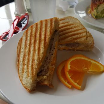 Cafe Saint Pio - Egg, cheese and sausage sandwich - Cafes Near Me - Cedar Rapids, Iowa