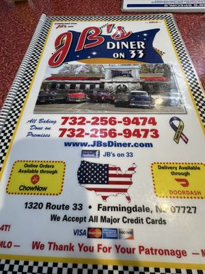 Menu photo 1 JB's Diner On 33 Farmingdale, NJ Menu photo 1 JB's Diner On 33 Farmingdale, NJ