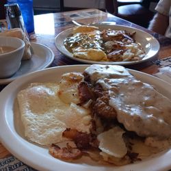 Aunt Nancy's Family Restaurant - Chicken fried steak and green chili omeley.