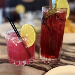 Taco Caballito Tequileria - Hibiscus mojito & prickly pear margarita