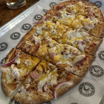 The Starving Rooster - Hawaiian BBQ flatbread - Pizza Near Me - Minot, North Dakota The Starving Rooster - Hawaiian BBQ flatbread - Pizza Near Me - Minot, North Dakota