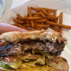 Chapps Burgers - 1/4lb burger (baby chapp - all others are 1/2lb) and sweet potato fries (yummmmm)