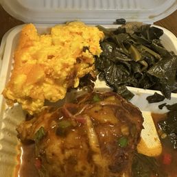 Bbq chicken, macaroni and cheese, collard greens Bbq chicken, macaroni and cheese, collard greens
