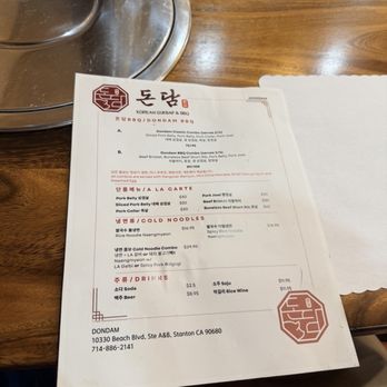 Dondam - Menu - Korean Near Me - Stanton, California