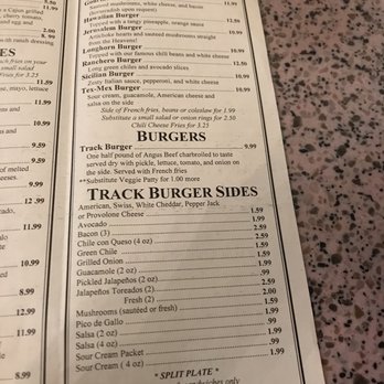 Track One - Menu - American Near Me - El Paso, Texas