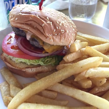 Bell Tower Cafe - Cheeseburger with French fries. - Breakfast & Brunch Near Me - Saratoga, California