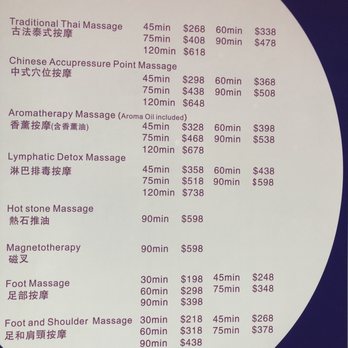 Summer Thai - Price Menu - Massage Near Me - Hong Kong, HK