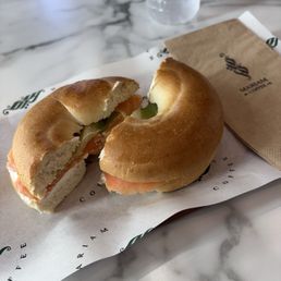 Bagel with smoked salmon and cream cheese Bagel with smoked salmon and cream cheese
