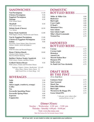 Menu photo 5 The Rome Restaurant Franklin, MA