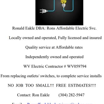 Rons Affordable Electric - Electricians Near Me - Mannington, West Virginia Rons Affordable Electric - Electricians Near Me - Mannington, West Virginia