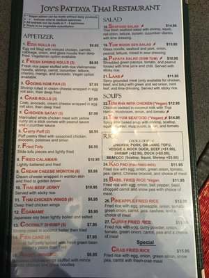 Menu photo 7 Joy's Pattaya Thai Restaurant Richfield, MN