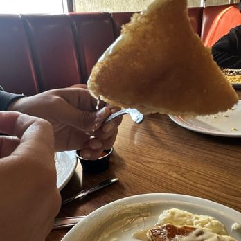 Denny's - A string hanging from inside the Stack of Pancakes - Breakfast & Brunch Near Me - Litchfield Park, Arizona
