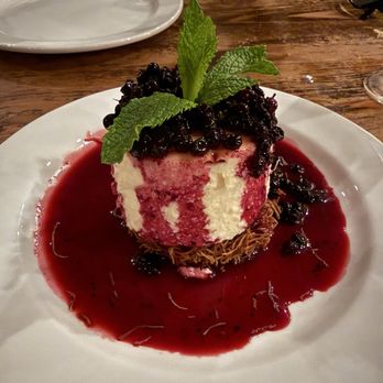 Evvia Estiatorio - Huckleberry cheesecake - Greek Near Me - Palo Alto, California
