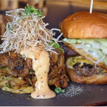Inspire Restaurant - The INSP burger Grade Prime Beef + Seared Pork Belly + Fried Egg + American Cheddar + Tarragon Aioli $18 (+$2 - pulled pork frites upgrade) - Asian Fusion Near Me - Markham, Ontario Inspire Restaurant - The INSP burger Grade Prime Beef + Seared Pork Belly + Fried Egg + American Cheddar + Tarragon Aioli $18 (+$2 - pulled pork frites upgrade) - Asian Fusion Near Me - Markham, Ontario