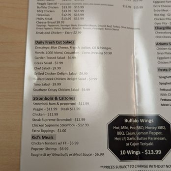Adam's  Pizza And Grill - Menu June 2023 - Chicken Wings Near Me - Jamestown, North Carolina