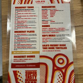 Lola's Cocina - Breakfast menu - Mexican Near Me - Madison, Alabama