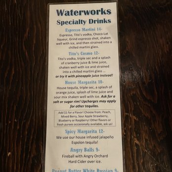 Waterworks Restaurant - Drink menu - Pubs Near Me - Rockland, Maine