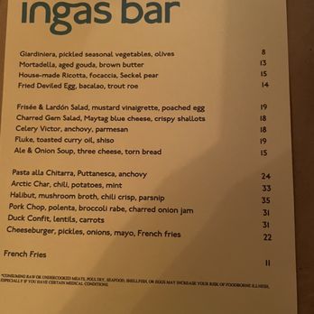 Ingas Bar - Menu - New American Near Me - Brooklyn, New York