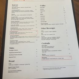 Breakfast menu Breakfast menu