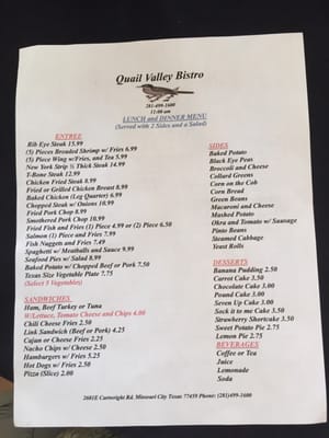 Menu photo 2 Quail Valley Bistro Missouri City, TX Menu photo 2 Quail Valley Bistro Missouri City, TX