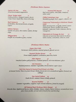 Menu photo 5 Firehouse Bistro Woodside, CA