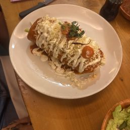 Shredded chicken chimichanga
