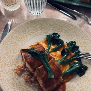 Soledad - Salmon with broccolini and the sauce was delicious - Mexican Near Me - New York, New York Soledad - Salmon with broccolini and the sauce was delicious - Mexican Near Me - New York, New York