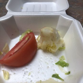 Sunfield's Restaurant - This was our salad, huge chunk of tomatoe with lettuce end. Mmmm how tasty... - Breakfast & Brunch Near Me - Yorkville, Illinois