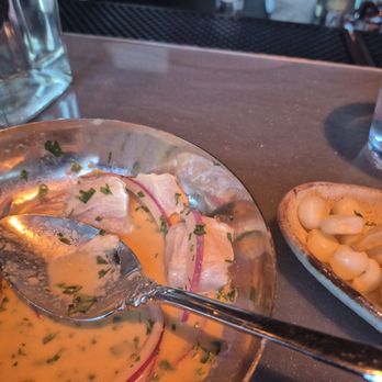 Rosa y Marigold - Almost finished seviche. Excellent! - Peruvian Near Me - Boston, Massachusetts