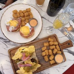 Eggs Benedict and carne asada tacos Eggs Benedict and carne asada tacos