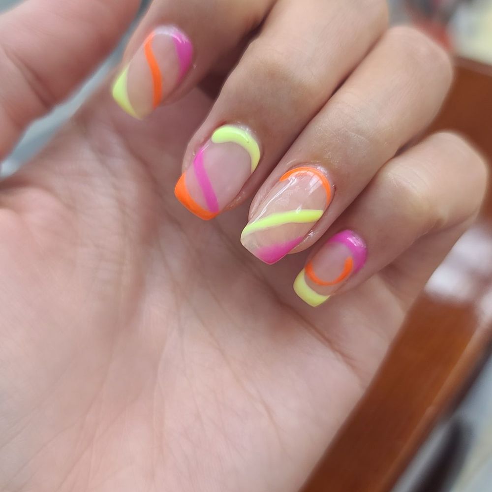 Royal Nails - Glow in the dark summer colors by Mia - Nail Salons Near Me - Bakersfield, California