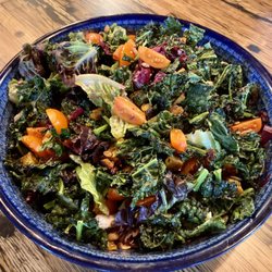 Terri’s Table A Personal Chef Service - Fall salad: little gem and radicchio, roasted kale and butternut squash, dried cranberries, with a roasted red pepper vinaigrette